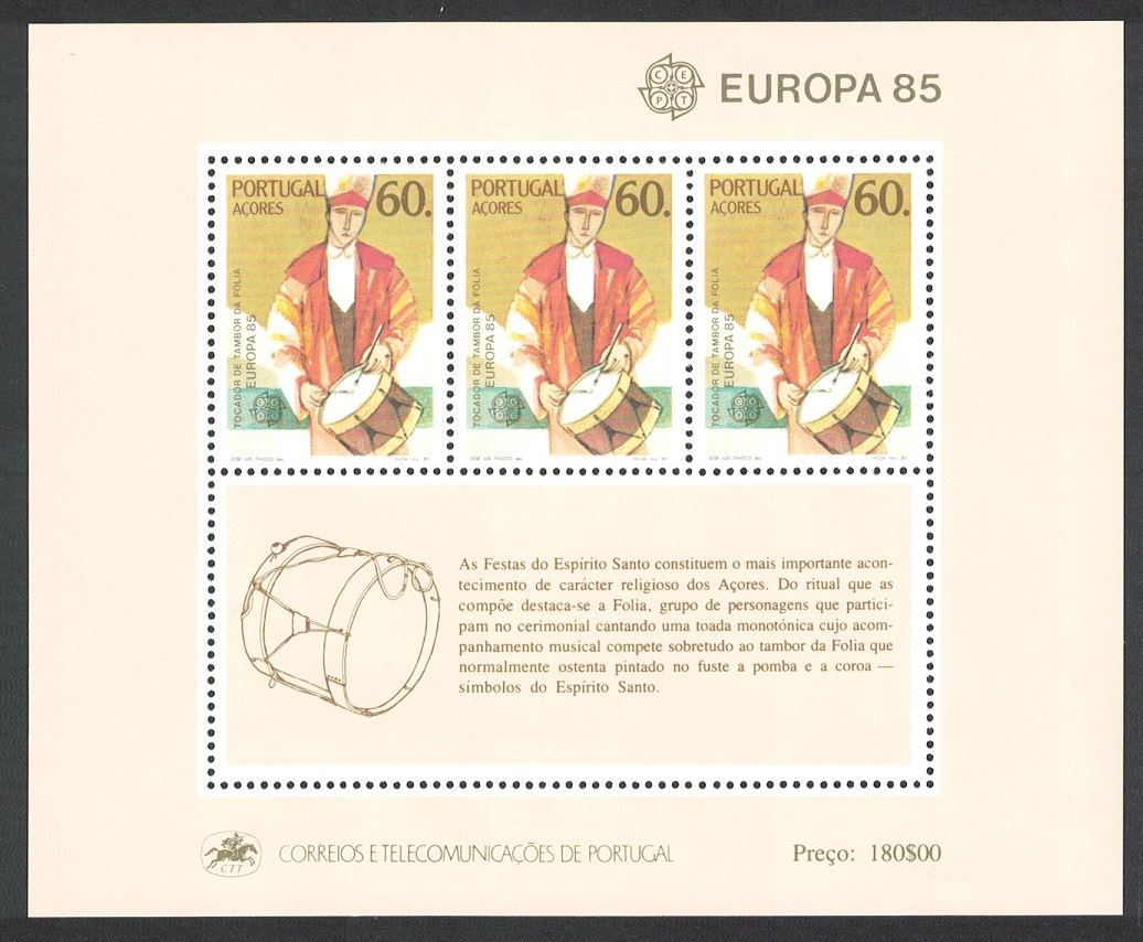 Azores Europa Music Year MS 1985 MNH SG#MS465