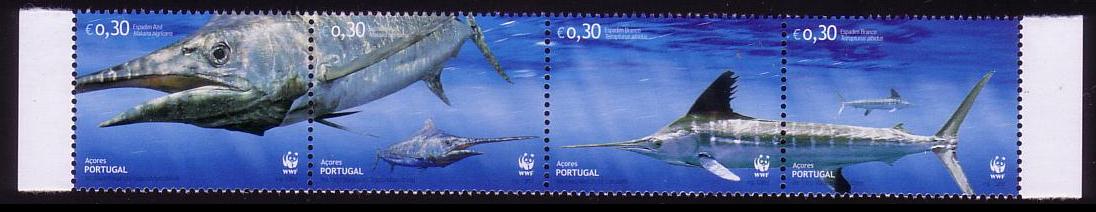 Azores WWF Marlins Fish Strip of 4v 2004 MNH SG#599-602 MI#502-505 Sc#480 a-d