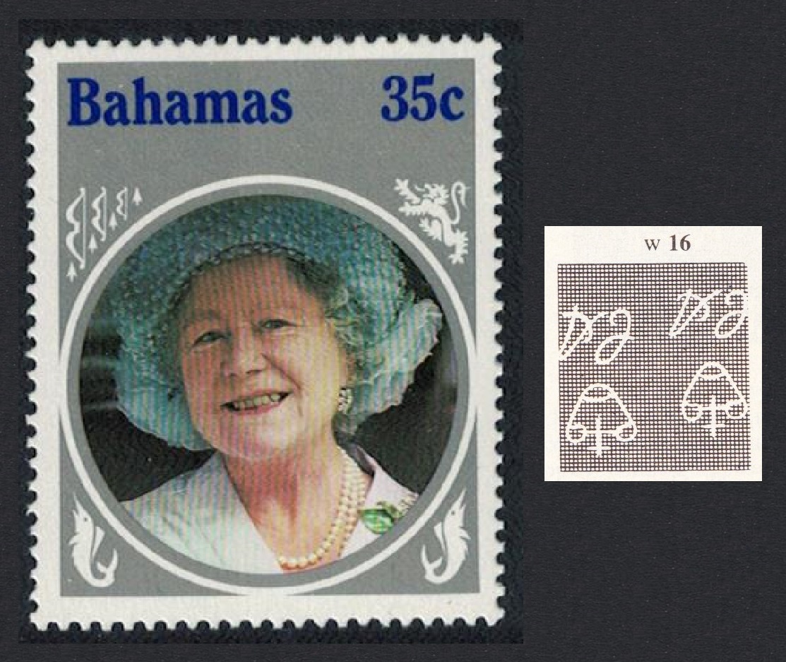 Bahamas Life and Times of Queen Mother 35c WATERMARK VARIETY 1985 MNH SG#714w