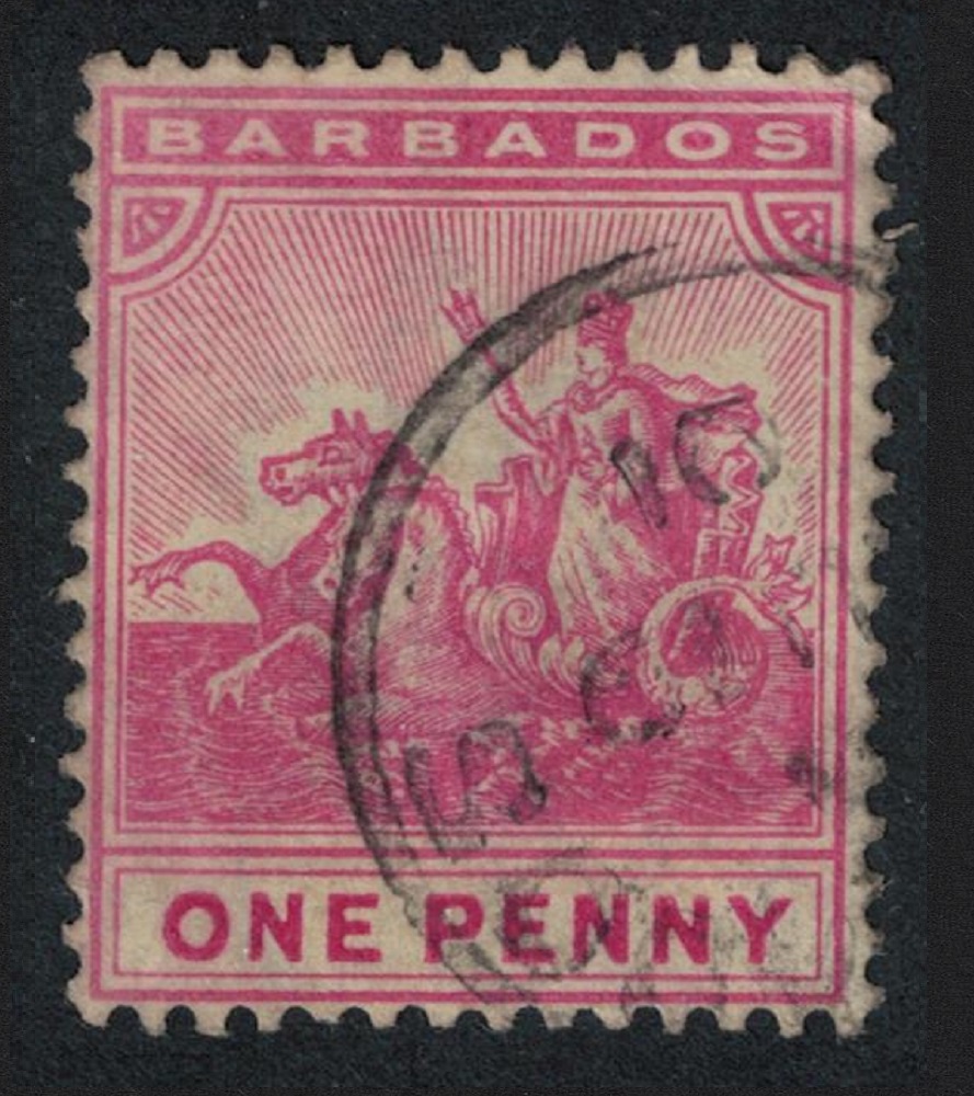 Barbados Seal of Colony One Penny T2 1892 Canc SG#107