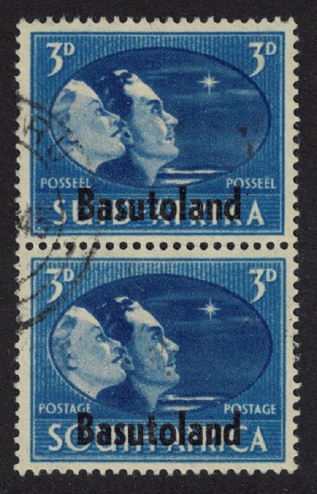 Basutoland Victory Stamps of South Africa optd Basutoland Pair 3d 1945 Canc SG#31p