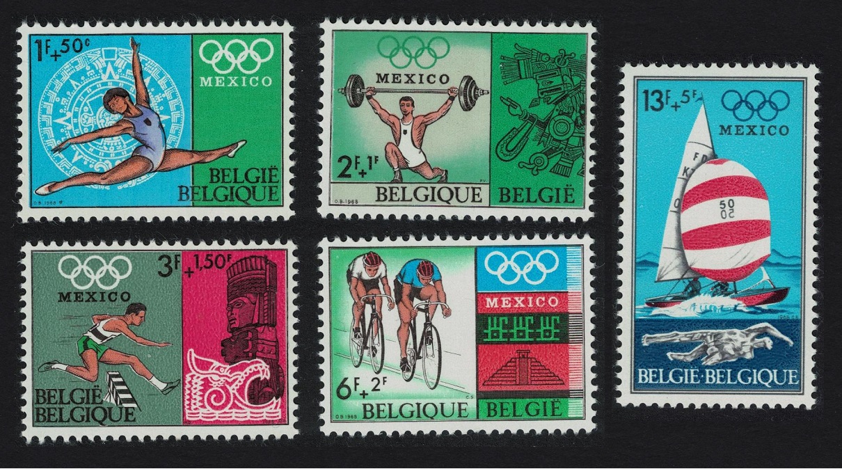 Belgium Cycling Gymnastics Sailing Olympic Games Mexico 5v 1968 MNH SG#2078-2082