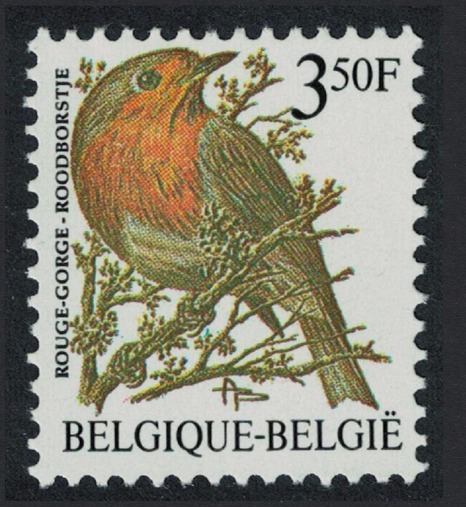 Belgium European robin Bird Buzin &#39;Rouge-gorge&#39; 3f.50 1986 MNH SG#2847a MI#2275 Sc#1221