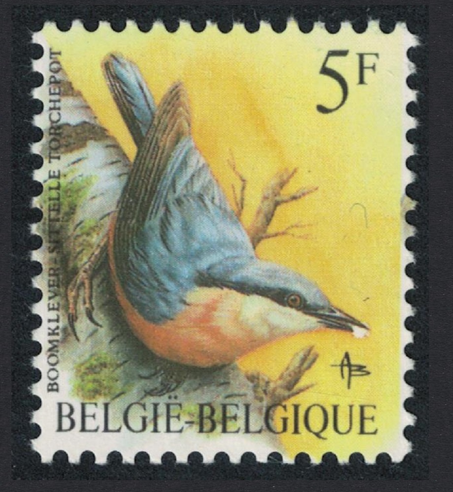 Belgium Eurasian Nuthatch Bird Buzin 5f White gum 1988 MNH SG#2849 MI#2346x Sc#1224