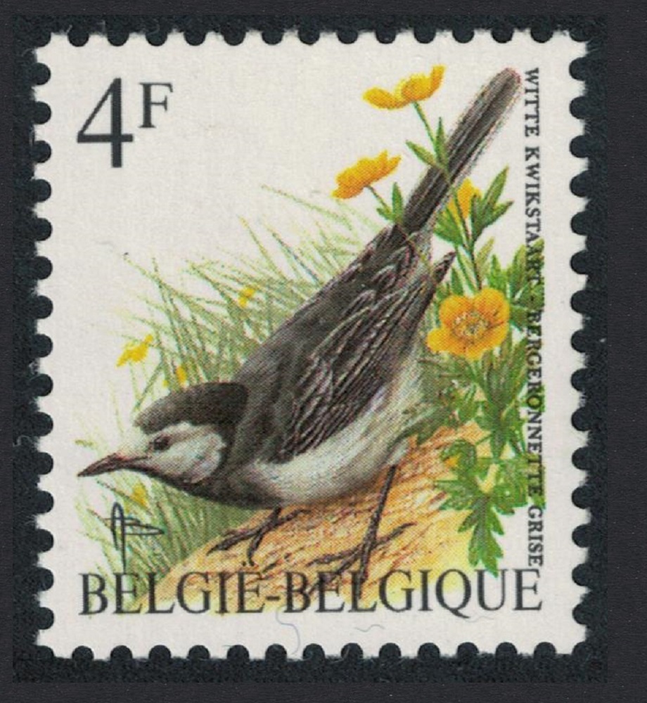 Belgium Pied wagtail Bird Buzin &#39;Bergeronette Grise&#39; 4f Normal paper 1992 MNH SG#3077 MI#2526x Sc#1436