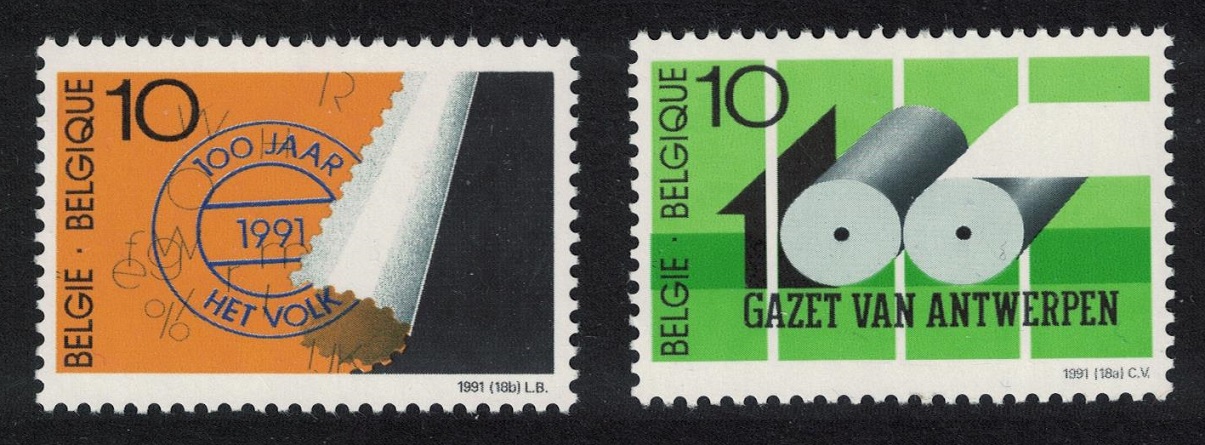 Belgium Newspaper Centenaries 2v 1991 MNH SG#3097-3098