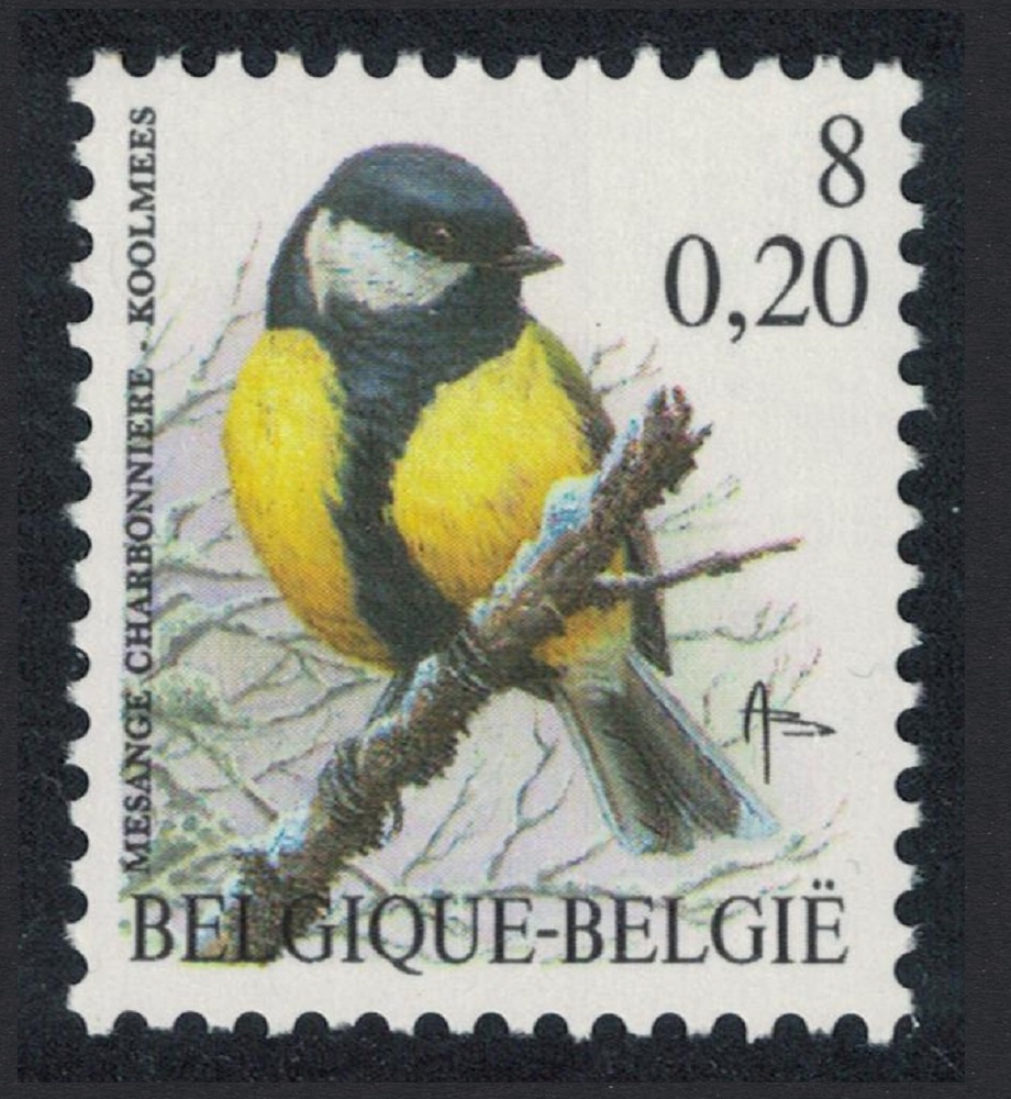 Belgium Great tit Bird Buzin &#39;Mesange Charbonniere&#39; 8f-€0.20 2000 MNH SG#3543 MI#3017 Sc#1838