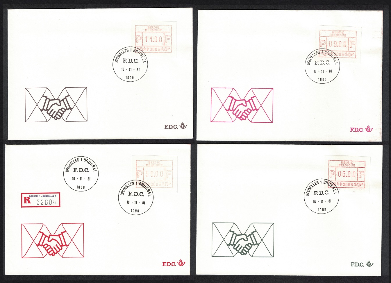 Belgium ATM Frama Labels 4 FDC 1981 MI#1