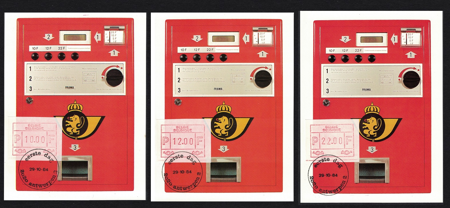 Belgium ATM Labels Maxicards Antwerp 1984 MI#3