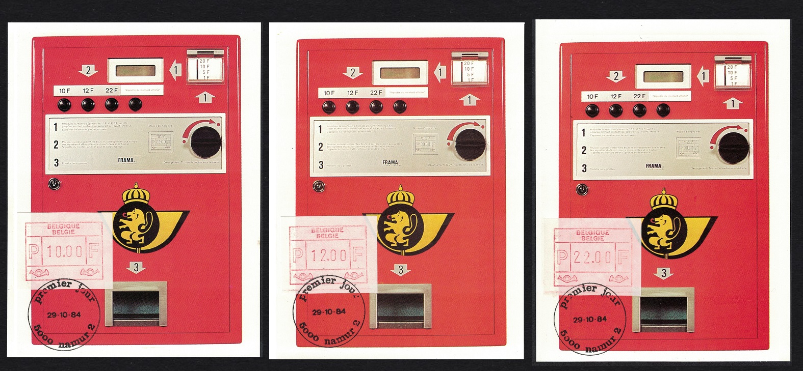 Belgium ATM Labels Maxicards Namur 1984 MI#3