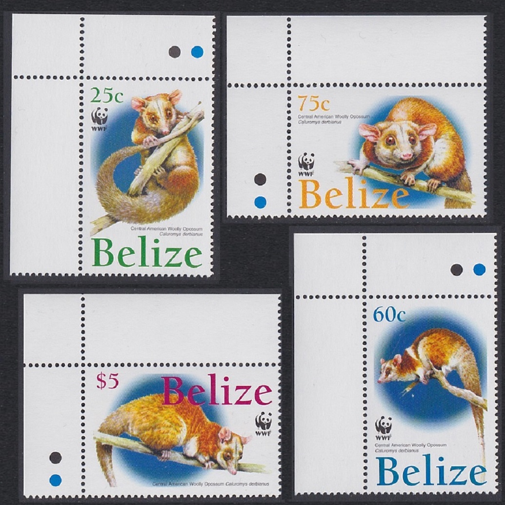 Belize WWF American Woolly Opossum 4v Corners 2004 MNH SG#1315-1318 MI#1283-1286 Sc#1177-1180