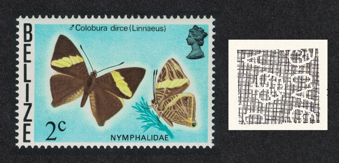 Belize Butterfly &#39;Colobura dirce&#39; 2c Watermark Ww12 sideways 1974 MNH SG#382