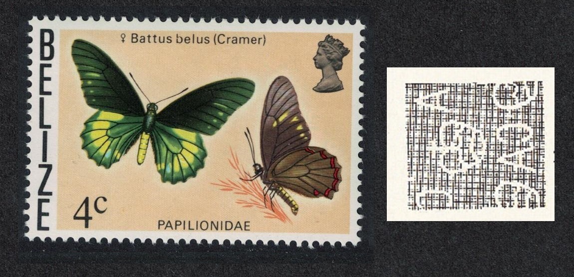 Belize Butterfly &#39;Battus belus&#39; 4c Watermark Ww12 sideways 1974 MNH SG#384