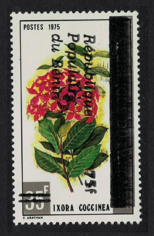 Benin &#39;Ixora coccinea&#39; Flower Ovpt 150F 1986 MNH SG#1001 MI#427