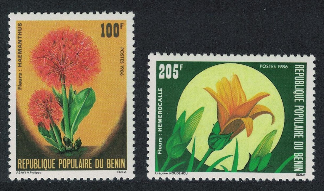 Benin Flowers 2v 1986 MNH SG#1019-1020