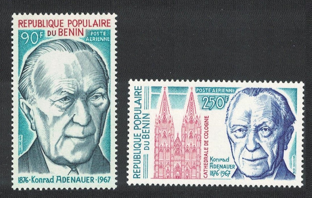 Benin Birth Centenary of Konrad Adenauer German statesman 2v 1976 MNH SG#621-622