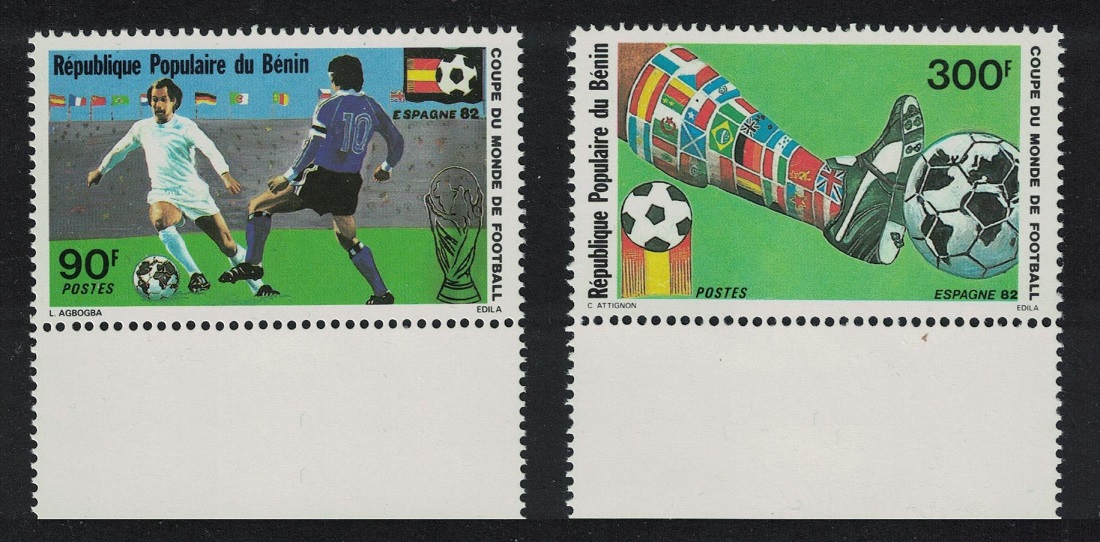 Benin World Cup Football Championship Spain 2v Margins 1982 MNH SG#854-855