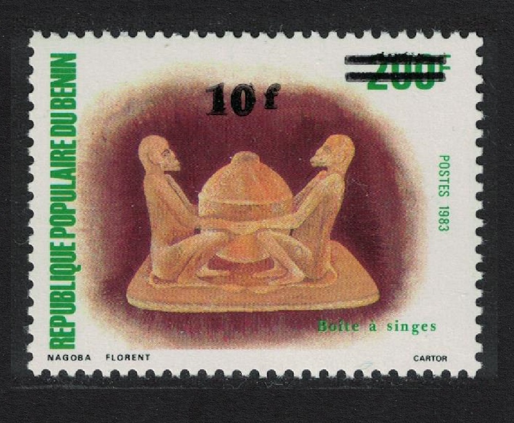 Benin Monkeys holding box Woodwork Ovpt 1984 MNH SG#925 MI#360