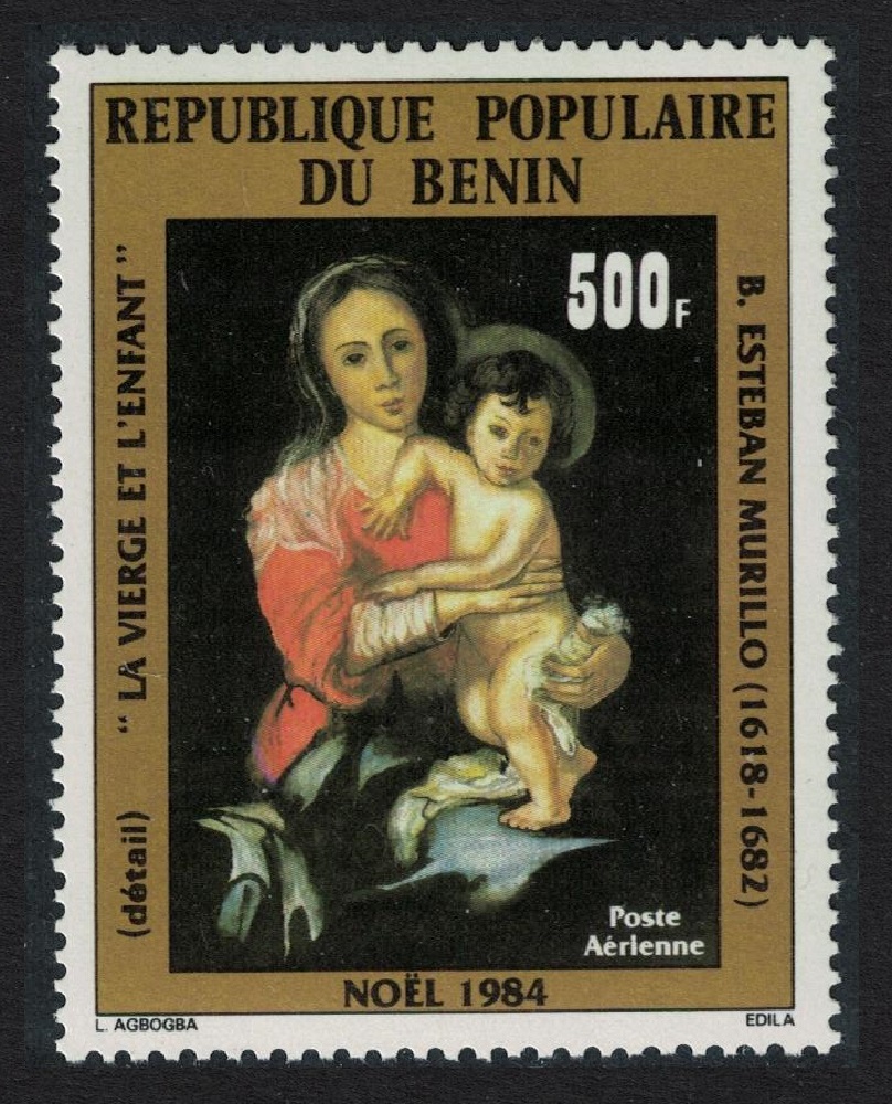 Benin &#39;Virgin and Child&#39; Painting by Murillo Christmas 1984 MNH SG#953