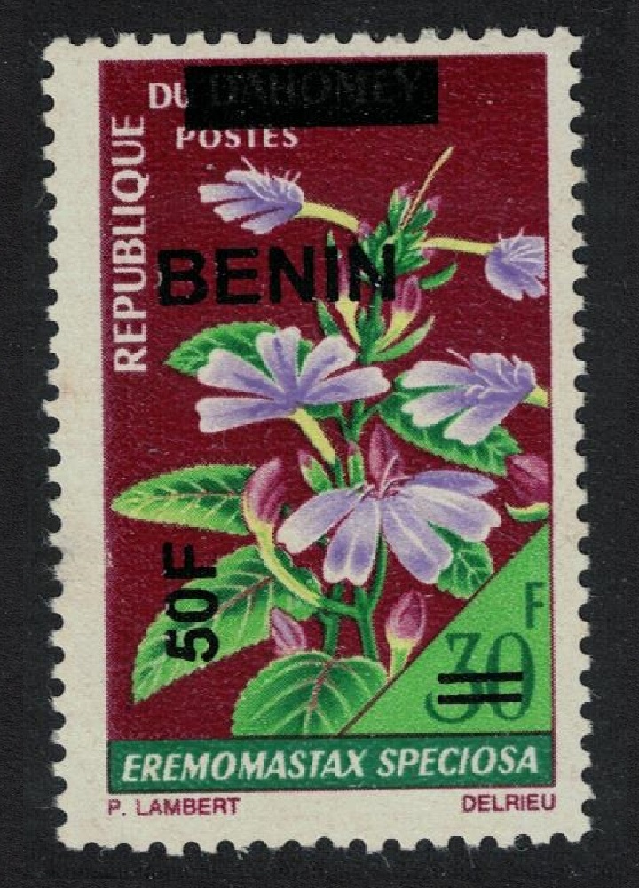 Benin Flower &#39;Eremomastax speciosa&#39; Overprint 50f Def 2009 MNH MI#1571