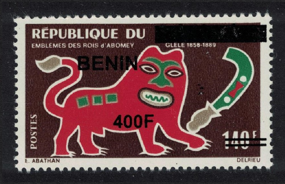 Benin Lion and sickle Glele Royal Emblem Ovpt 400f 2009 MNH MI#1585