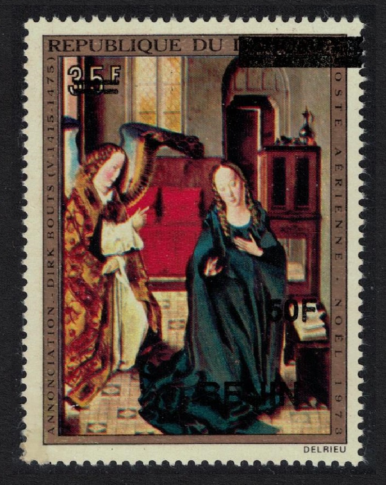 Benin &#39;The Annunciation&#39; Painting by Dirk Bouts Ovpt 50F 2009 MNH MI#1593