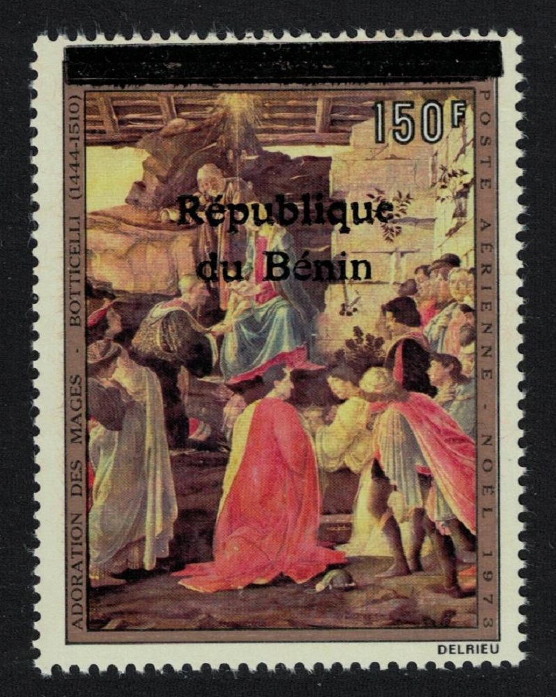 Benin &#39;The Adoration of the Magi&#39; Painting by Botticelli Ovpt 1996 MNH MI#754