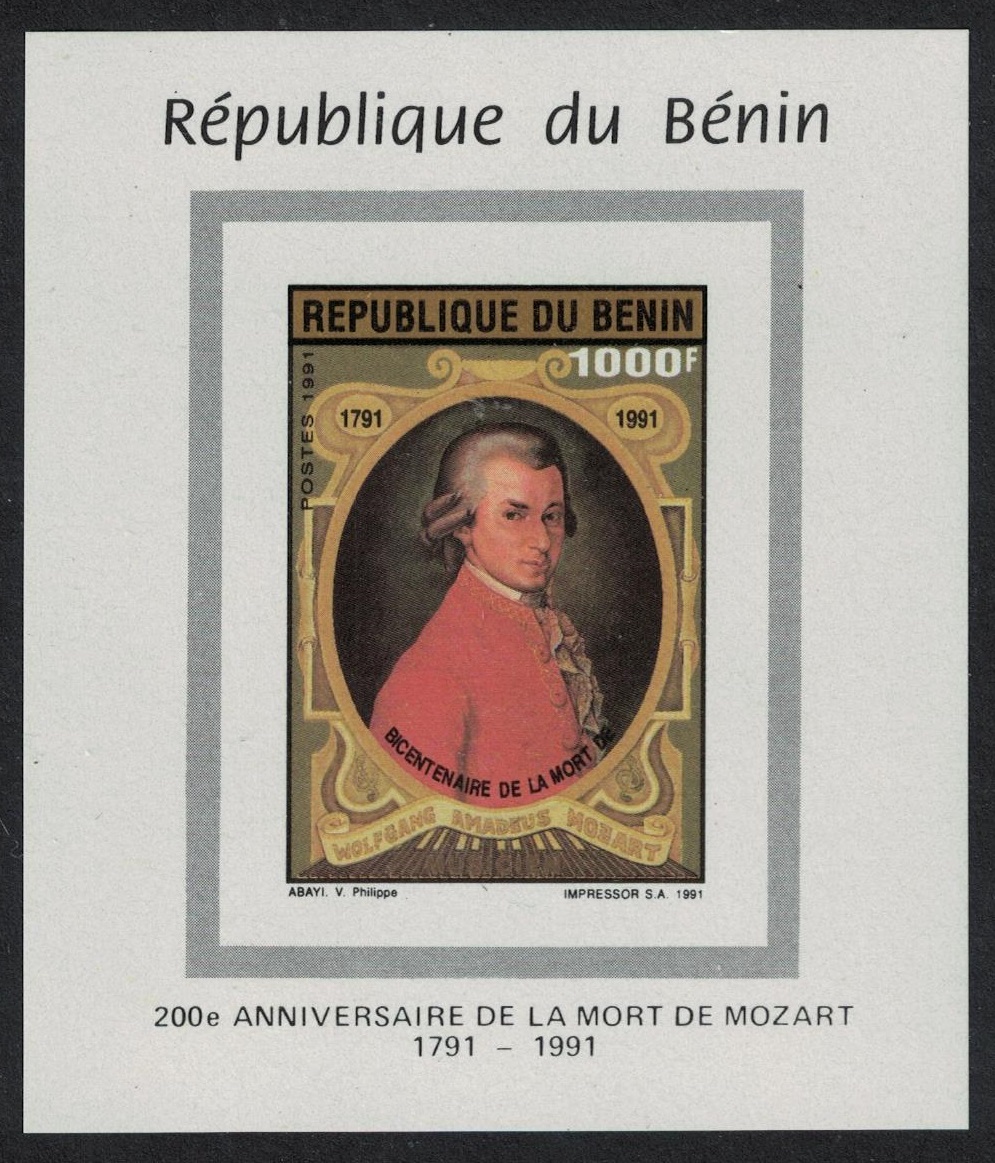 Benin Wolfgang Amadeus Mozart composer MS RARR 1991 MNH SG#1156 MI#509