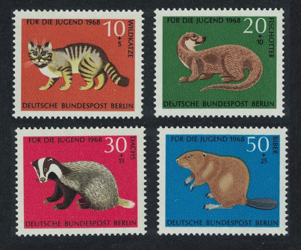 Berlin Cat Otter Badger Beaver 4v 1968 MNH SG#B310-313 MI#316-319