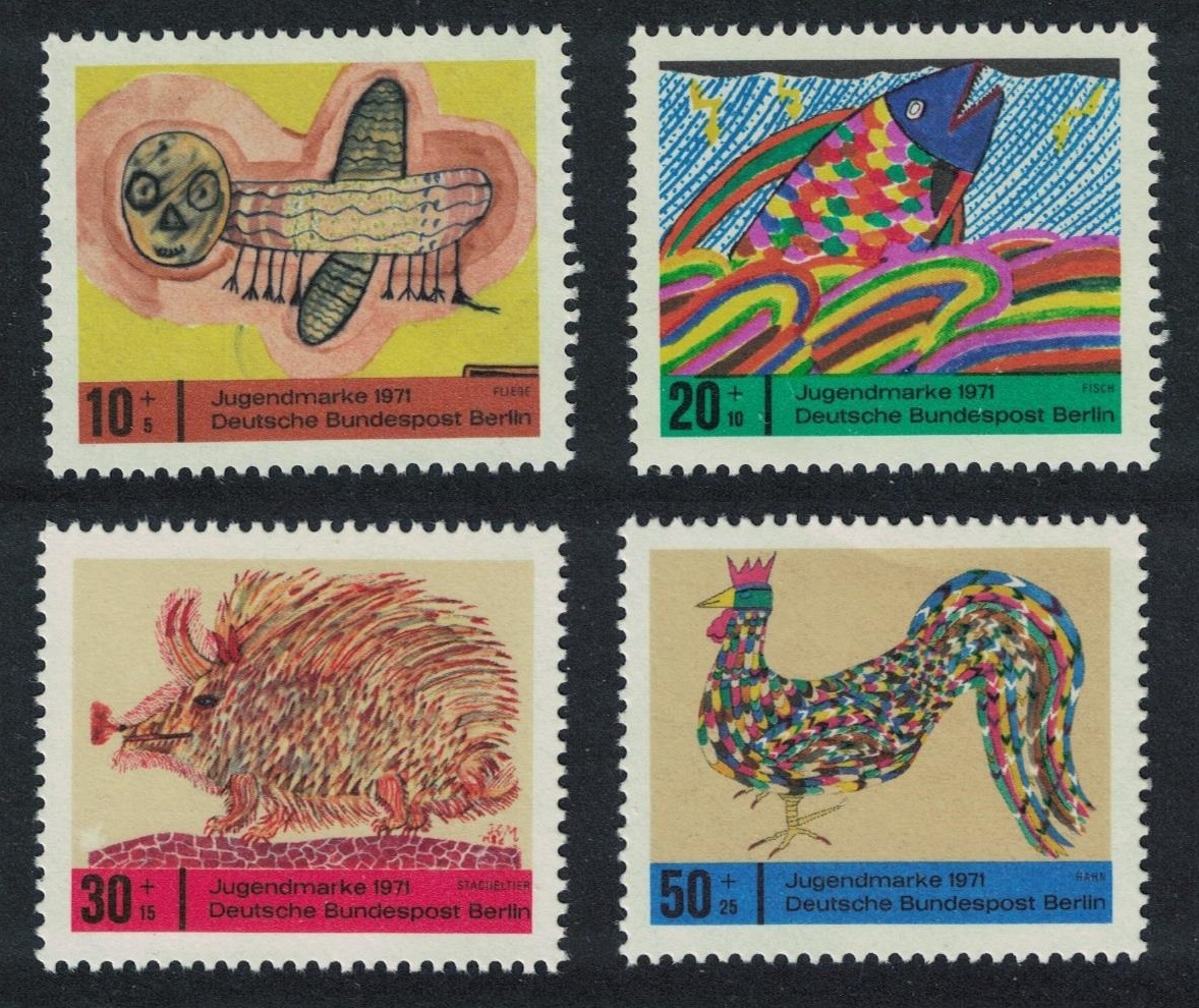 Berlin Child Welfare Children&#39;s Drawings 4v 1971 MNH SG#B387-B390