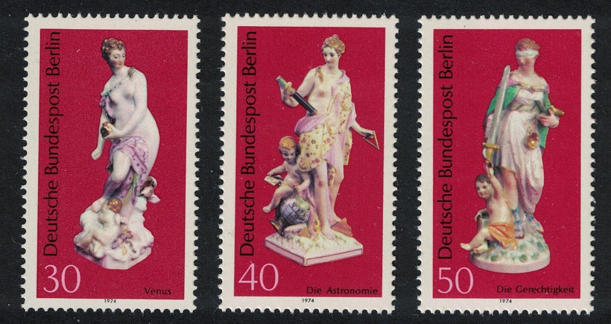 Berlin Porcelain Figures 3v 1974 MNH SG#B463-B465