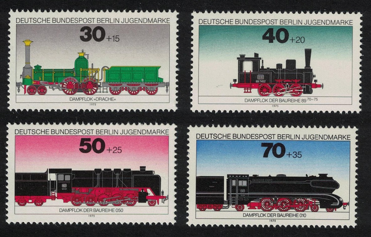 Berlin Youth Welfare Railway Locomotives 4v 1975 MNH SG#B472-B475