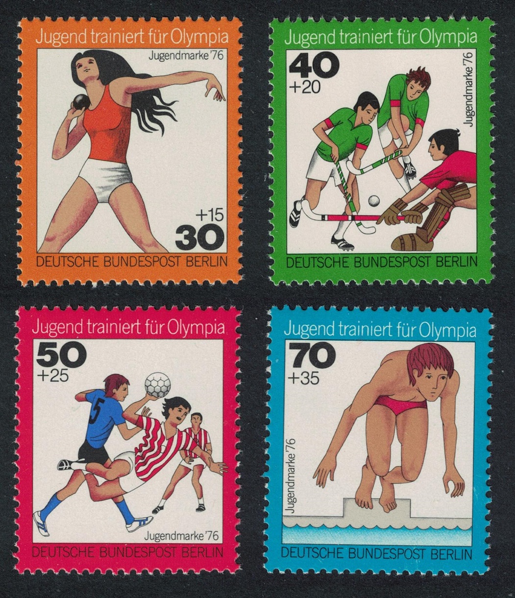 Berlin Hockey Handball Swimming Training for the Olympics 4v 1976 MNH SG#B501-B504