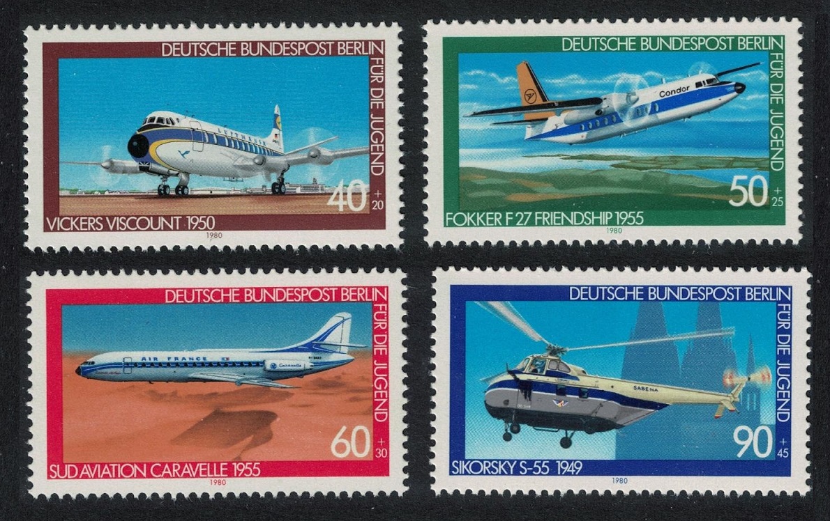 Berlin Aviation History 3rd series 4v 1980 MNH SG#B589-B592