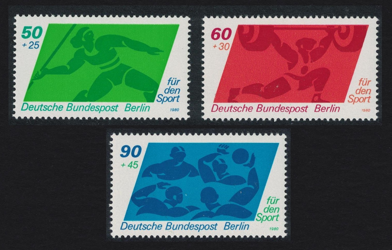 Berlin Weightlifting Water polo Sport Promotion Fund 3v 1980 MNH SG#B593-B595