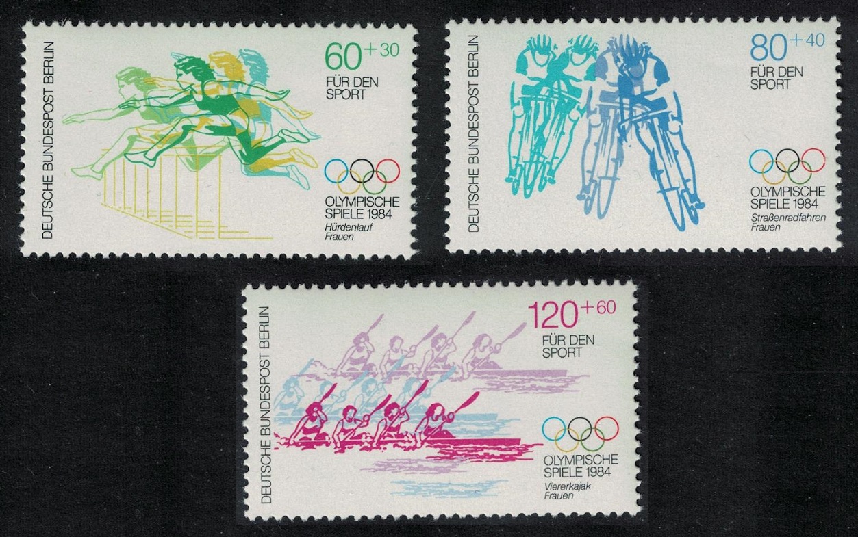 Berlin Rowing Cycling Hurdling Summer Olympic Games 3v 1984 MNH SG#B678-B680