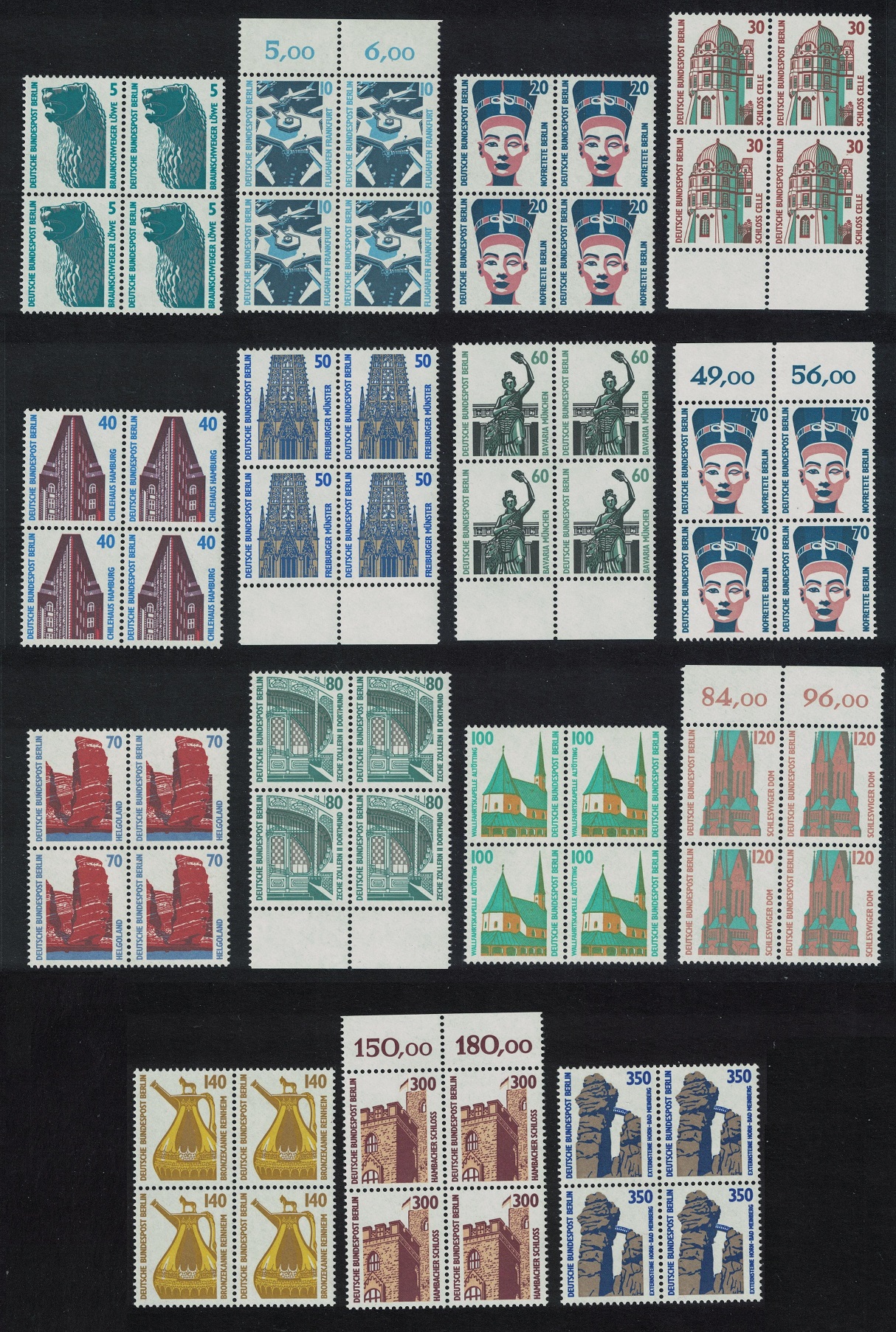 Berlin Tourist Sights 15v Blocks of 4 1987 MNH SG#B777-B791