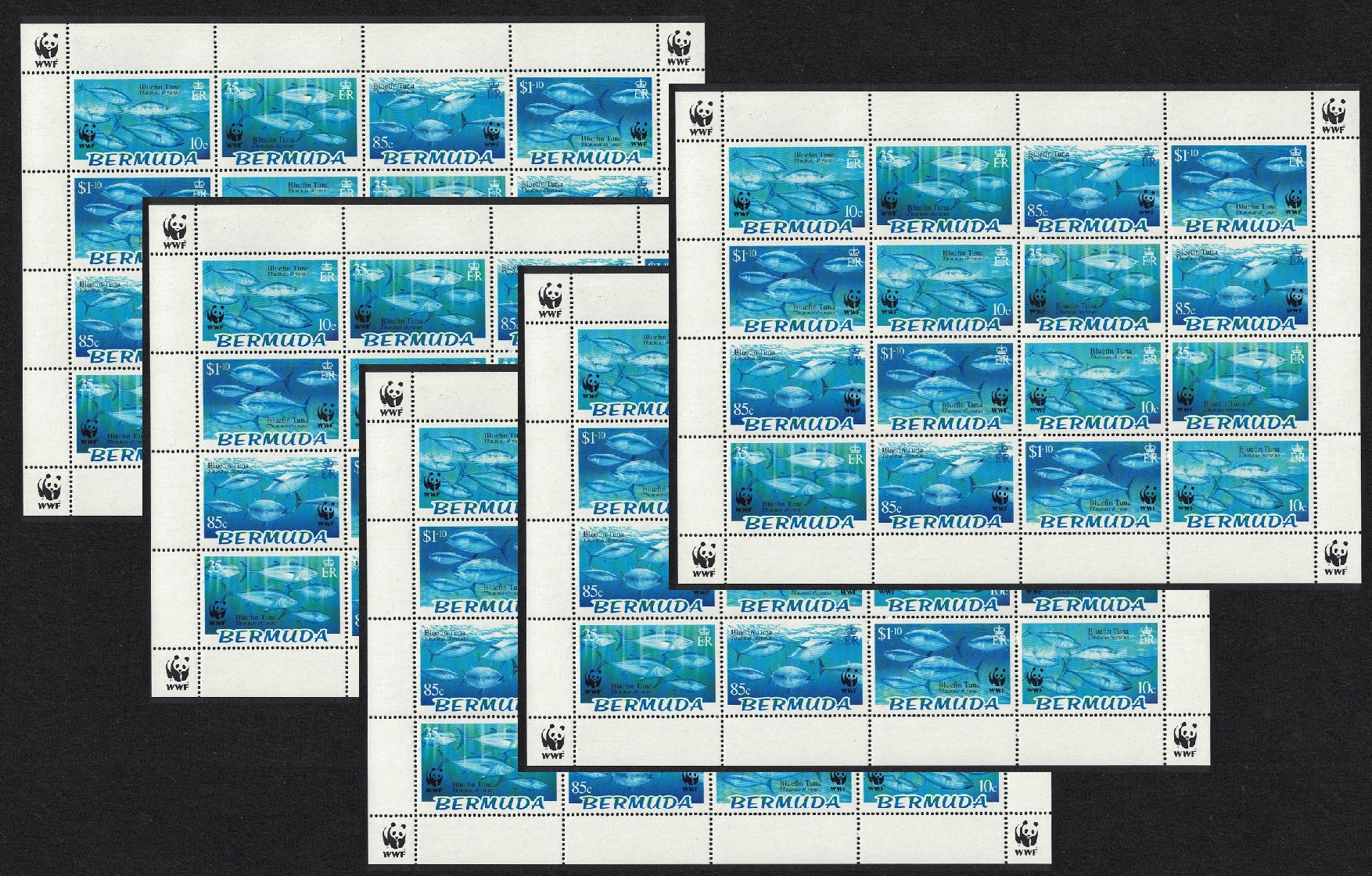 Bermuda WWF Atlantic Bluefin Tuna 5 Sheetlets [A] 2004 MNH SG#938-941 MI#877-880 Sc#884-887