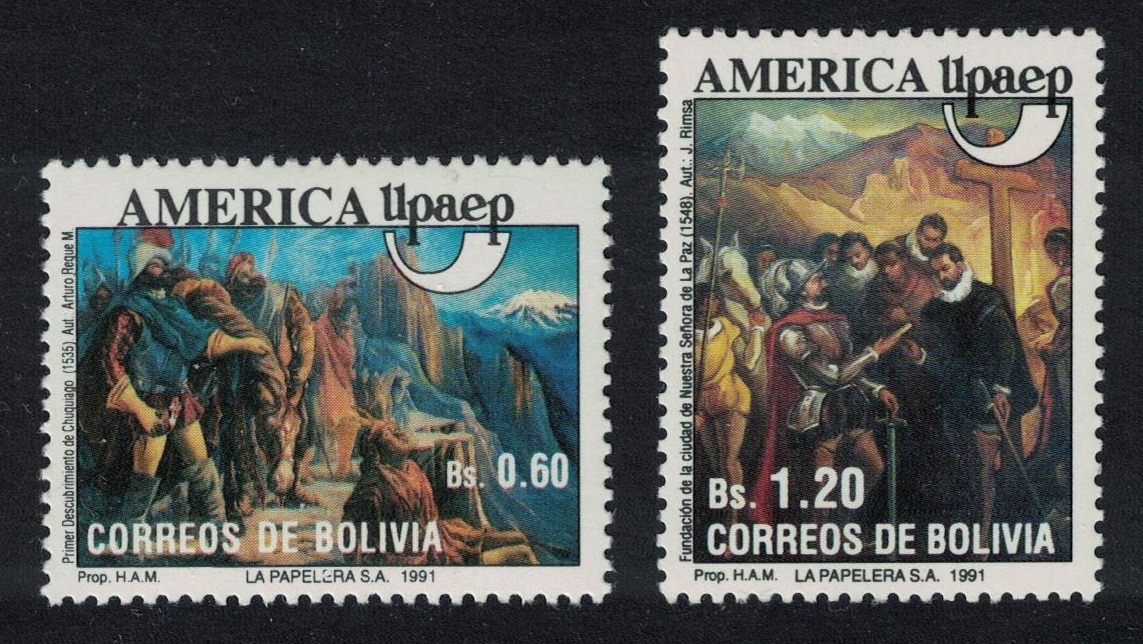 Bolivia America Voyages of Discovery Paintings UPAEP 2v 1991 MNH SG#1232-1233