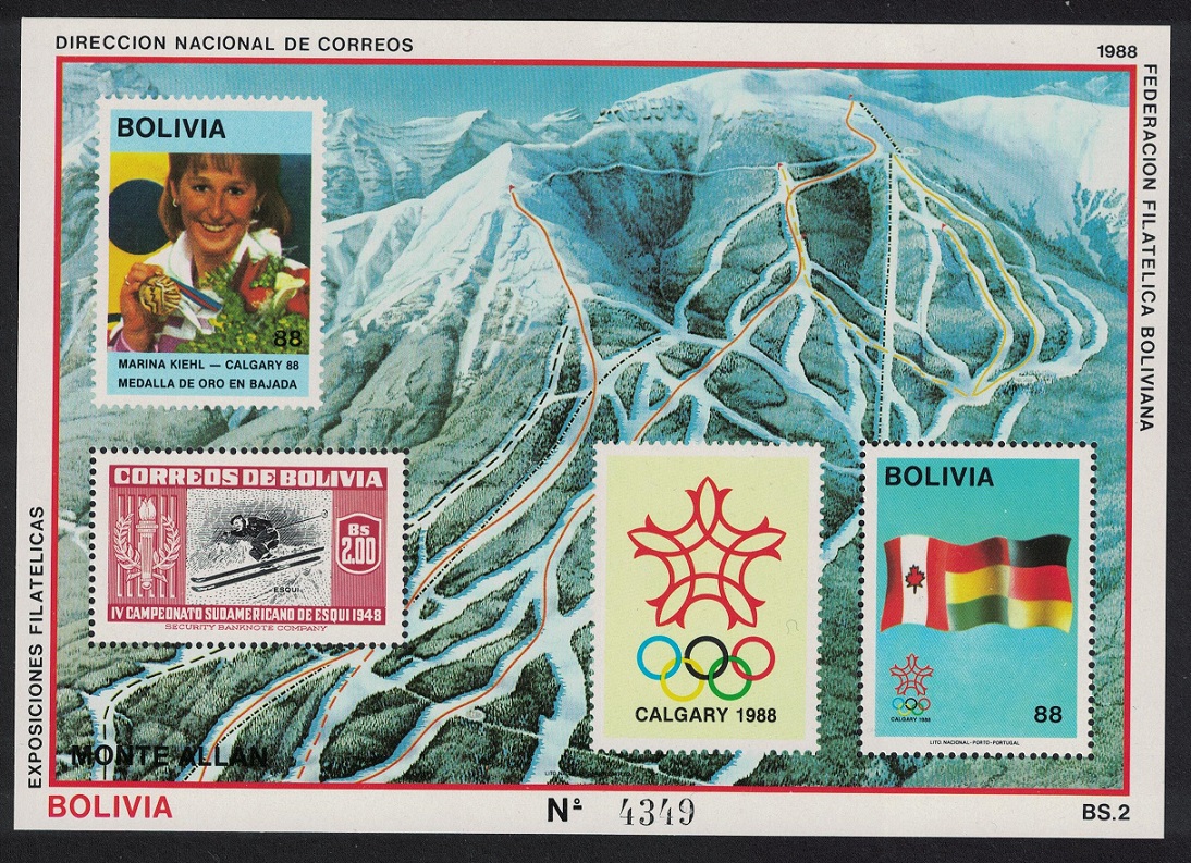 Bolivia Slalom Winter Olympic Games Winner MS 1988 MNH MI#Block 173