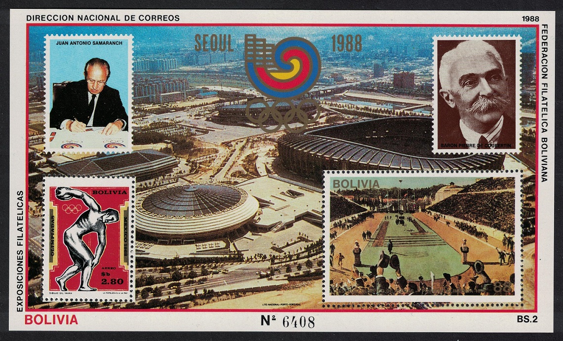 Bolivia Samaranch Summer Olympic Games Seoul MS 1987 MNH MI#Block 175