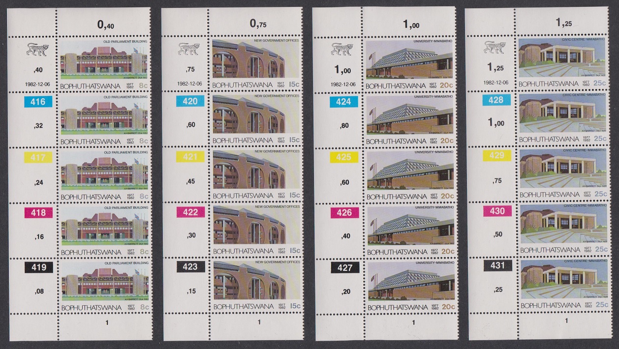 Bophuthatswana Independence 4v Strips Control numbers 1982 MNH SG#96-99 Sc#96-99