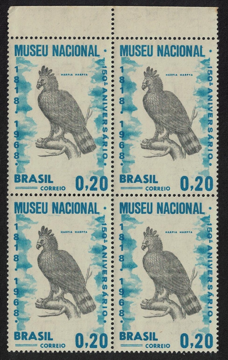 Brazil Harpy Eagle Bird Block of 4 1968 MNH SG#1215 MI#1173