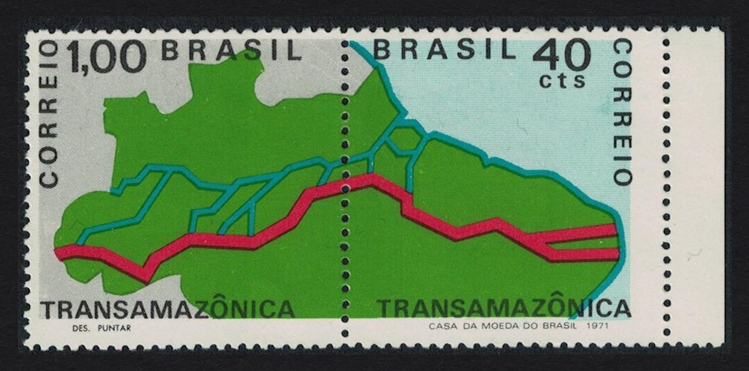 Brazil Trans-Amazon Highway Project 2v Pair 1971 MNH SG#1321-1322 MI#1283-84 Sc#1190a