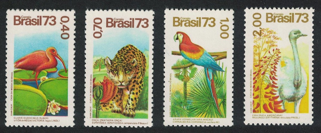 Brazil Ibis Macaw Rhea Birds Jaguar Flora and Fauna 4v 1973 MNH SG#1478-1481 MI#1415-1418