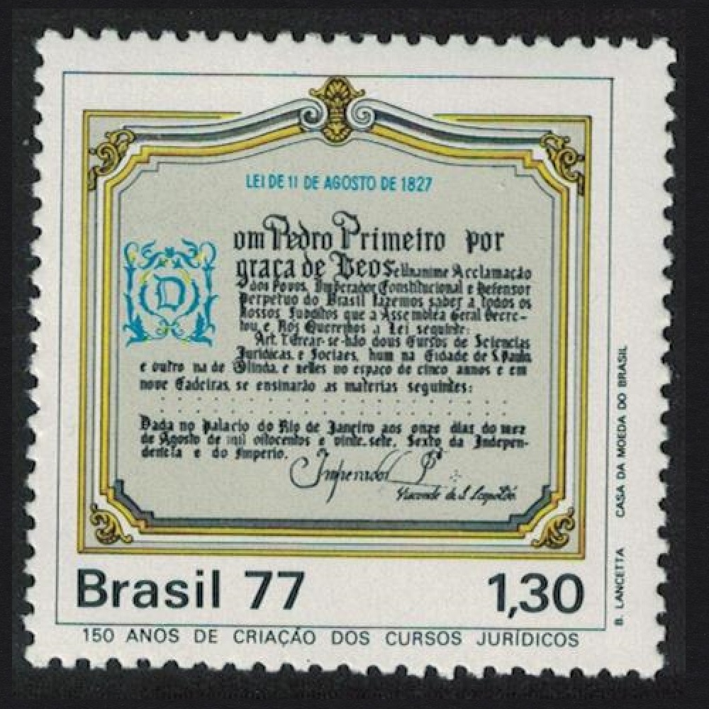 Brazil 150th Anniversary of Juridical Courses 1977 MNH SG#1672