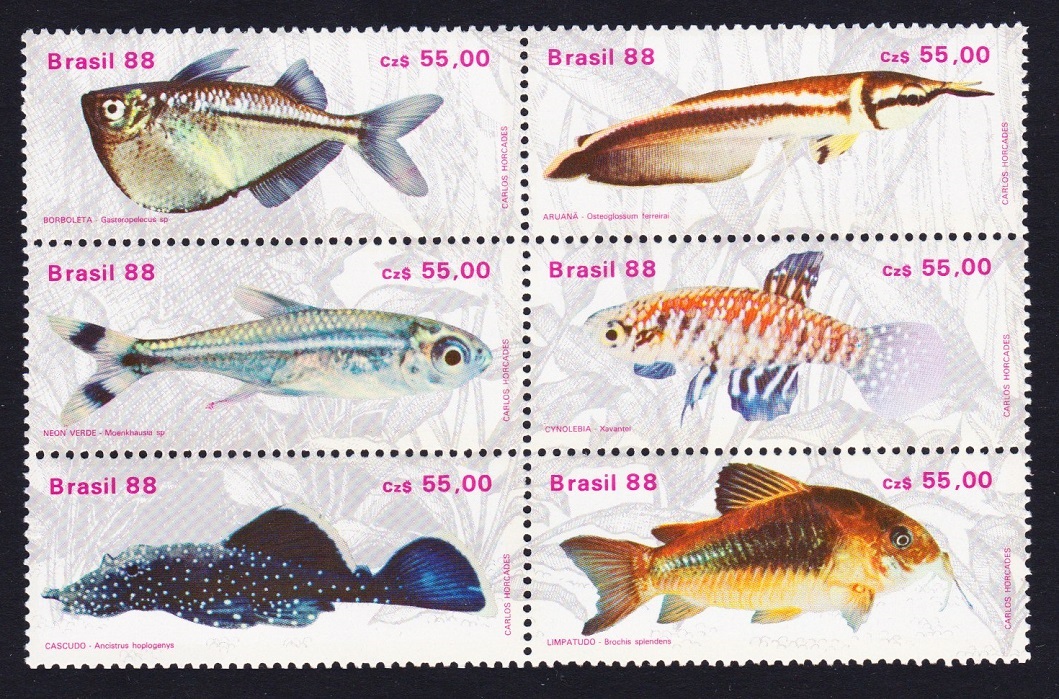 Brazil Fish Block of 6 1988 MNH SG#2334-2339