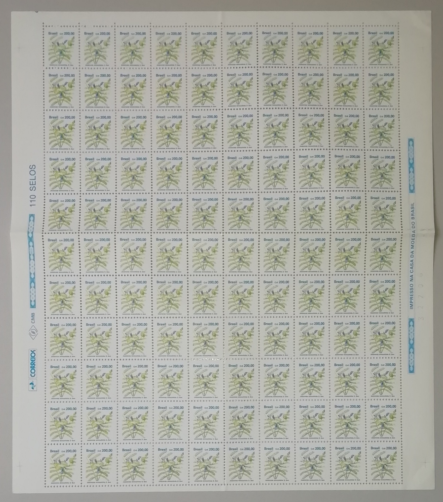 Brazil Flower &#39;Jacaranda mimosifolia&#39; FULL SHEET 1990 MNH SG#2423