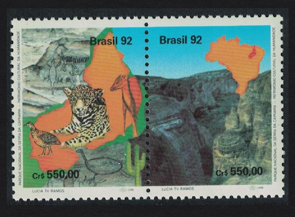 Brazil Leopard Bird pair 1992 MNH SG#2549-2550 MI#2489-2490 Sc#2383a