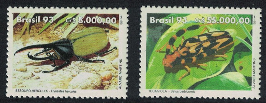 Brazil Beetles 2v 1993 MNH SG#2576-2577 Sc#2408-2409